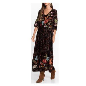 Johnny Was Floral Embroidered Dress Size- Petite Large French Leopard